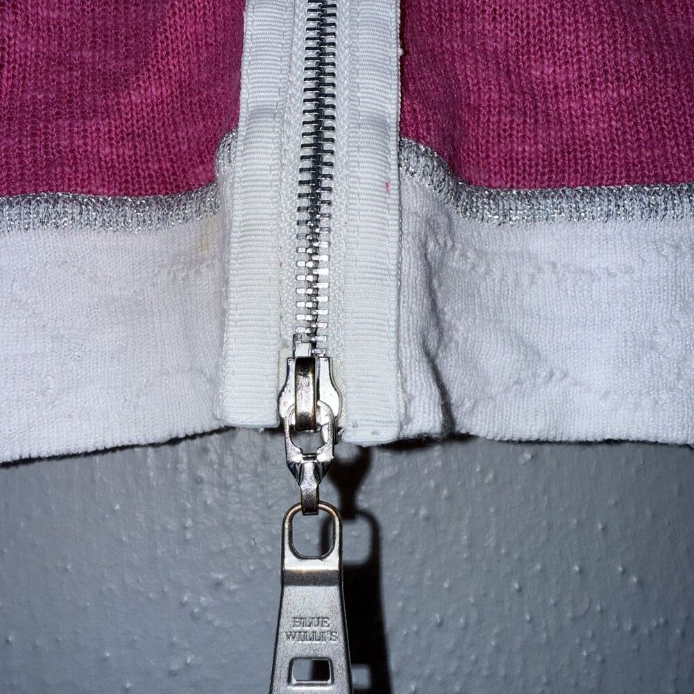 Pleasant by Blue Willi’s Full Zip Sweater Hoodie Cotton Linen Top Size M Pink - Picture 4 of 13